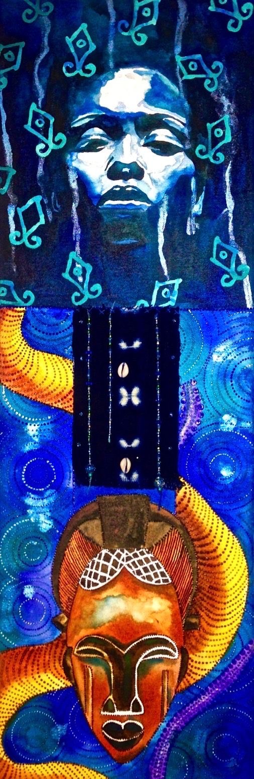 Paroles d’Eau / Mami Wata #4 by Beatrice Lebreton — Mixed media on stretched canvas