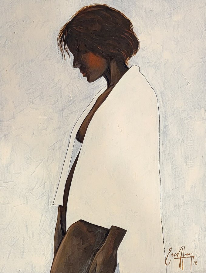 Woman In White by Michael Escoffery — Oil on paper