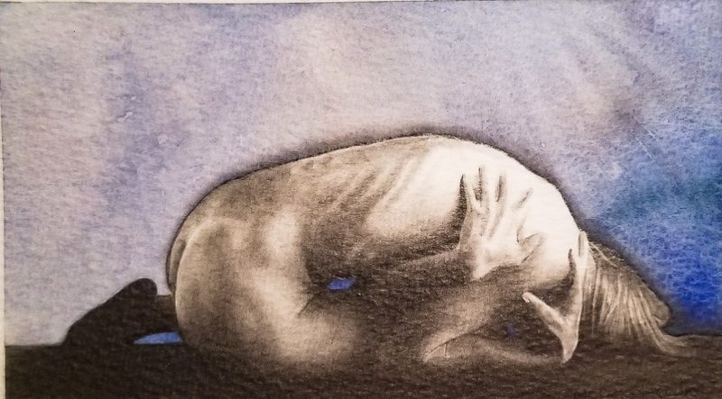 Baby Blue Nude 2 by Michael Gibson — Pencil and Watercolor