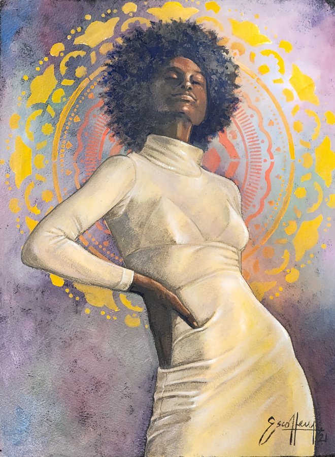 Afro by Michael Escoffery — Oil on paper