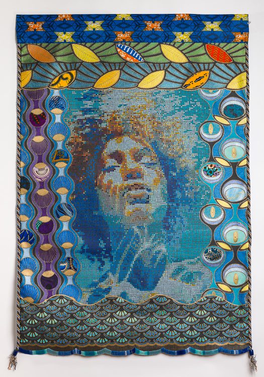 We Are The Colors of Water : WATER SERIES by Beatrice Lebreton — Acrylic, fabric paint, African wax fabric, beads, embroidery thread