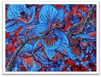 Blue Blossoms by Vincent Keele — Acrylic, texture, gloss varnish