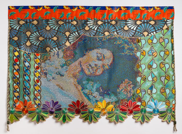 Dreaming in Technicolor : LES BELLES ENDORMIES / SLEEPING BEAUTIES SERIES by Beatrice Lebreton — Acrylic, fabric paint, African wax fabric, beads, embroidery thread, sequins