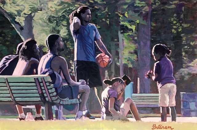 Half Court by David Buttram — Oil on canvas