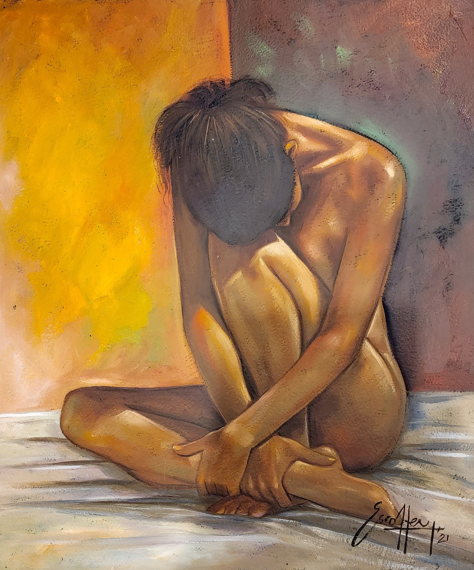 Nude Study by Michael Escoffery — Oil on paper
