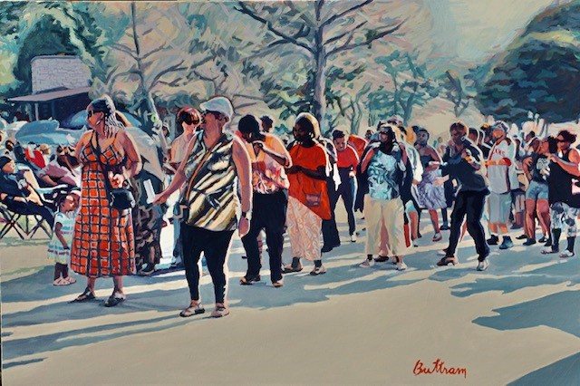 Line Dancers by David Buttram — Oil on canvas
