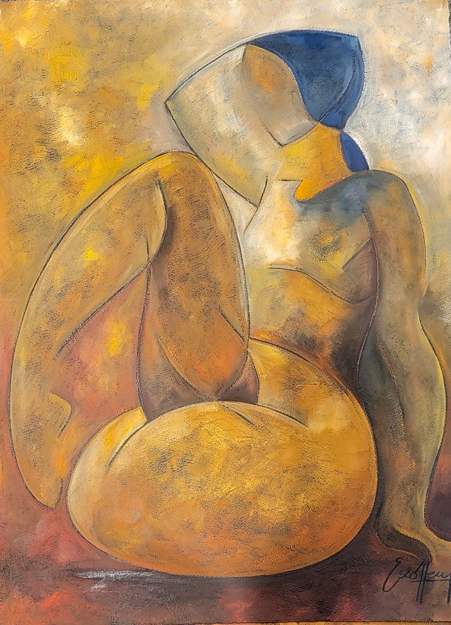 Geometric Nude by Michael Escoffery — Oil on Paper