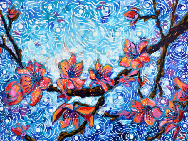 Branch of Orchids by Vincent Keele — Acrylic on canvas