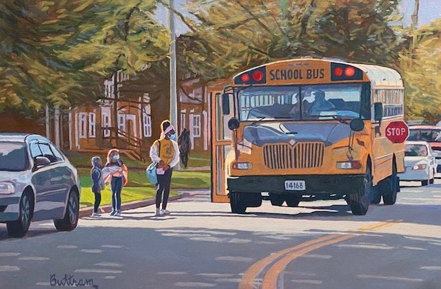 The Yellow Bus by David Buttram — Oil Painting